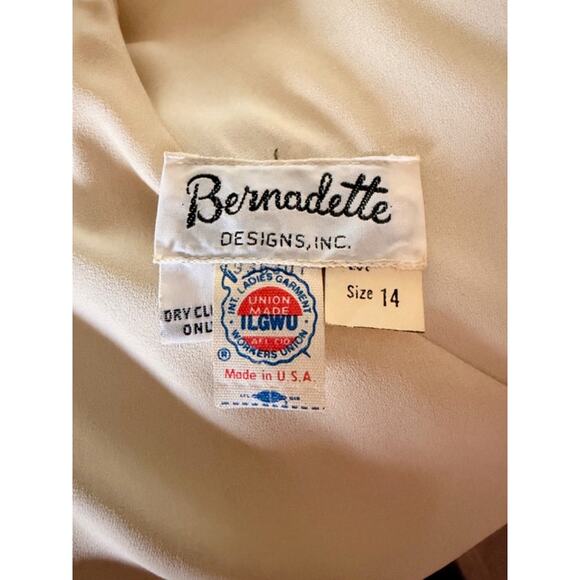 Vintage Bernadette Cream Pearl Shoulder Dress Size 14 – Made in USA - Picture 8 of 9